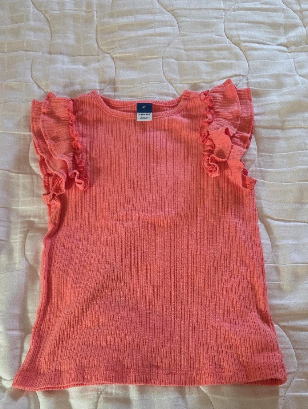 Old Navy Coral Pink Ribbed Tank with Ruffle Sleeves - Kids